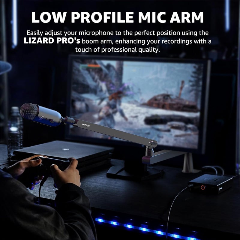 i-XTECH Mic Boom Arm Stand LP Microphone Stand Low Profile Microphone Arm Adjustable for Blue Yeti Shure Sm7b Hyperx QuadCast Rode Fifine and At2020 360° Mic Arm for Gaming Podcasting. - Image 5